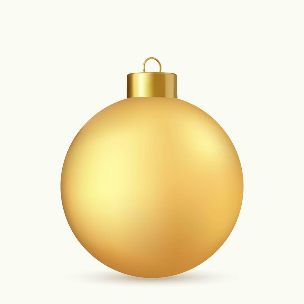 3d goud Kerstmis bal geïsoleerd Aan wit achtergrond. . nieuw jaar speelgoed- decoratie. vakantie decoratie element. 3d weergave. vector illustratie