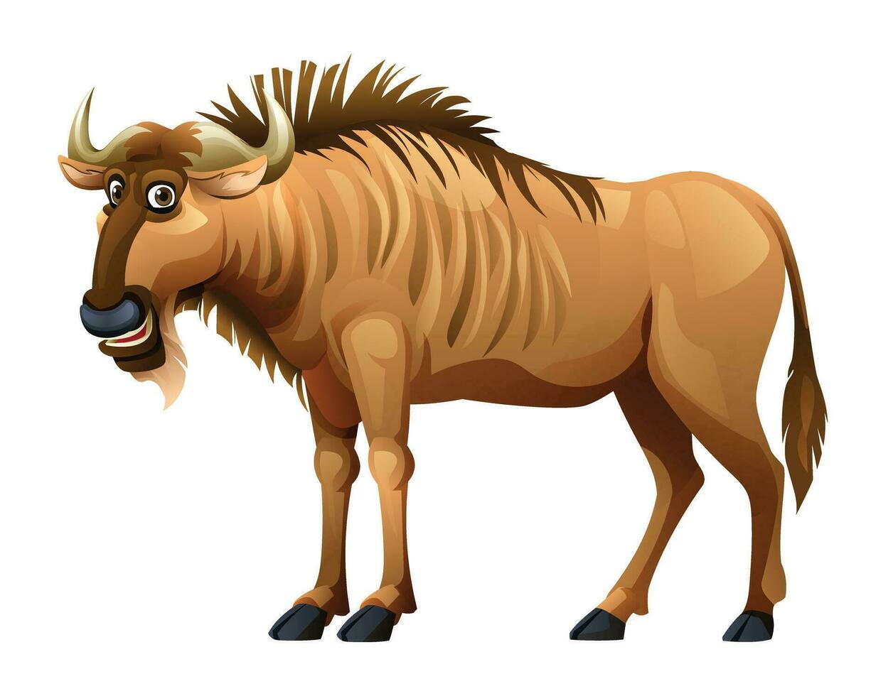 wildebeest tekenfilm vector illustratie geïsoleerd Aan wit achtergrond