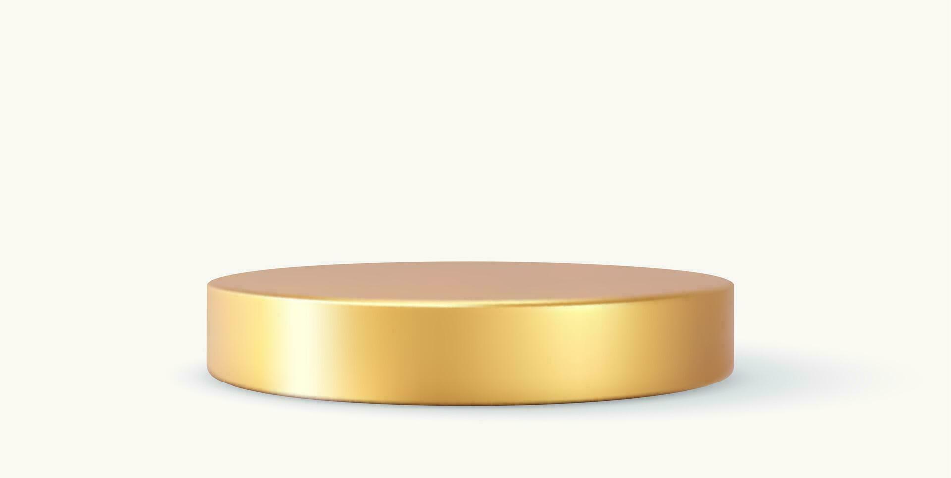 3d goud ronde podium met schaduw. vector