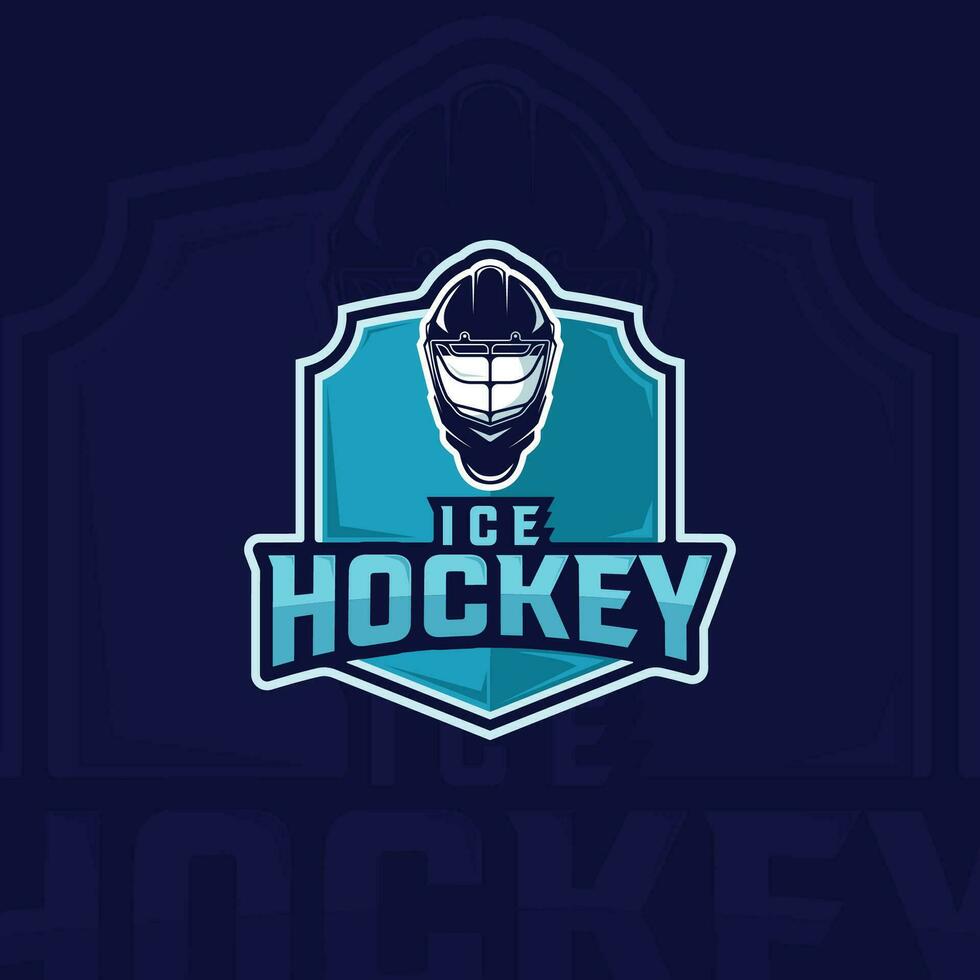 ijs hockey embleem logo vector illustratie sjabloon icoon grafisch ontwerp. helm ijs hockey teken of symbool met insigne schild voor club of team sport