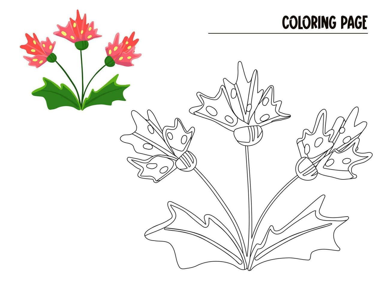 kleur bladzijde bloem tekening. hand- getrokken vector van bloemen element geïsoleerd Aan wit.