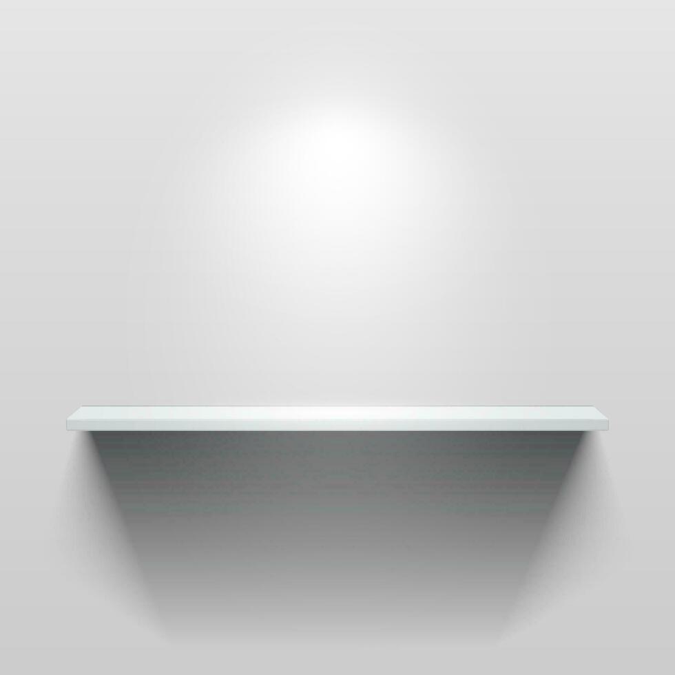 plank met licht en schaduw in leeg wit kamer vector