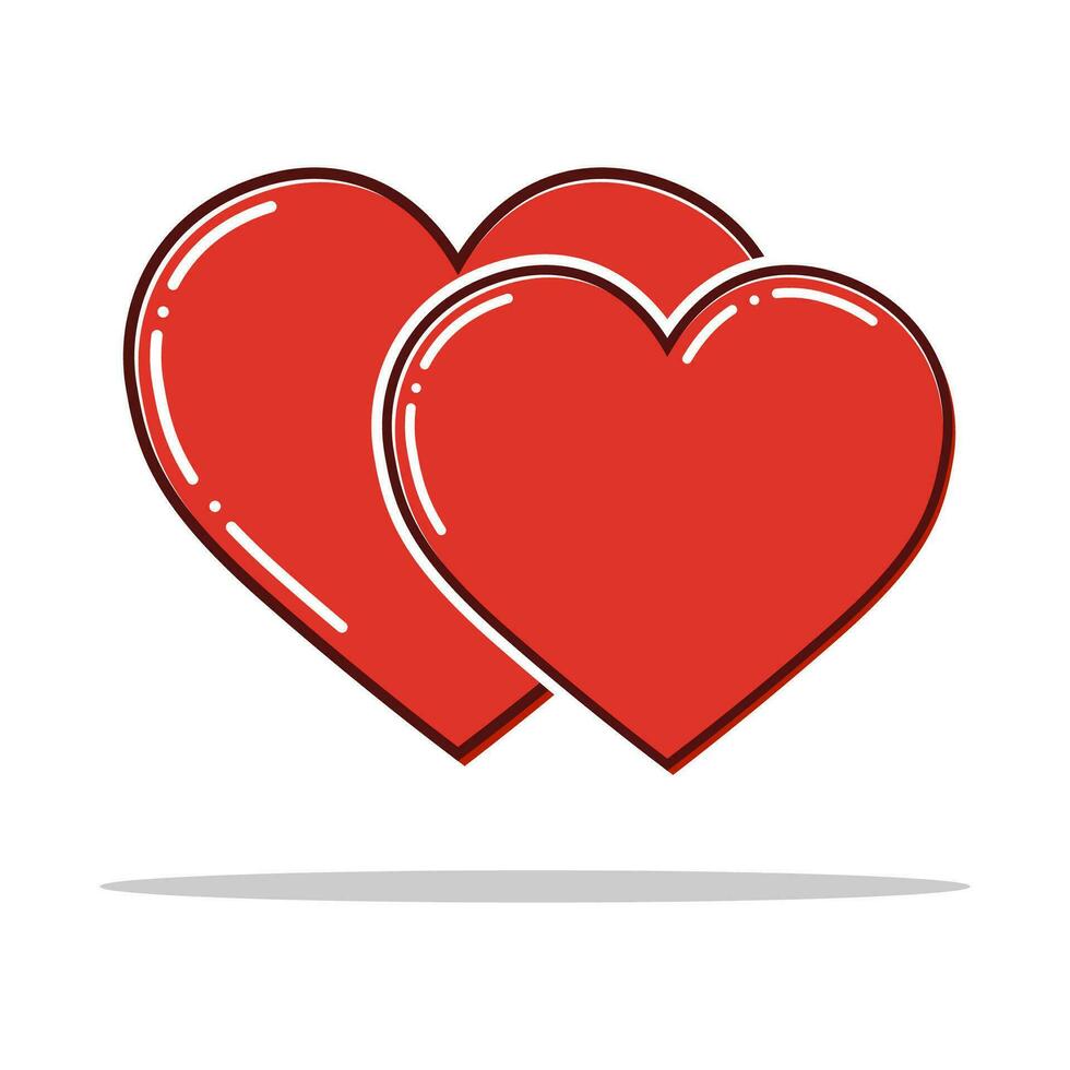 rood harten icoon. dun lijn vlak hart ontwerp. gelukkig valentijnsdag dag kaart vector