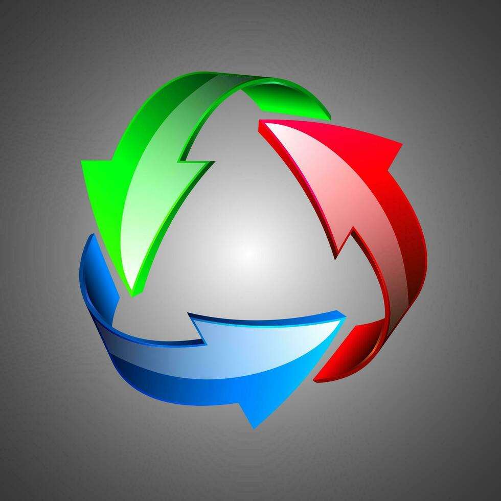 blauw groen rood recycle pijlen, recycle simbol, vector