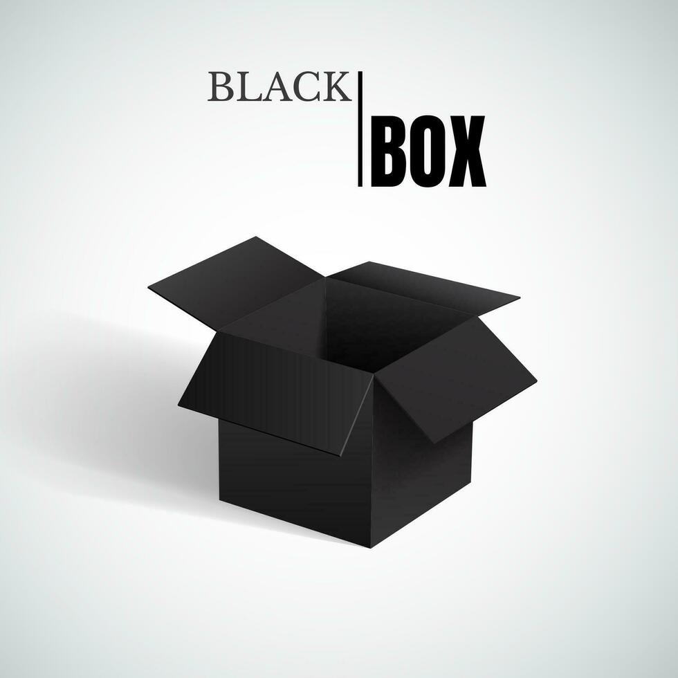 Open doos, zwart karton, vector houder