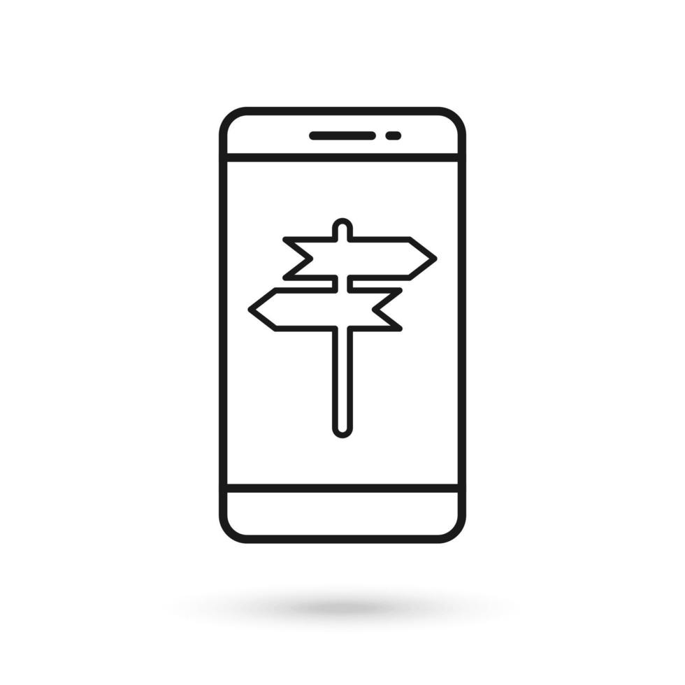 mobiele telefoon plat ontwerp icoon met richting weg symbool vector