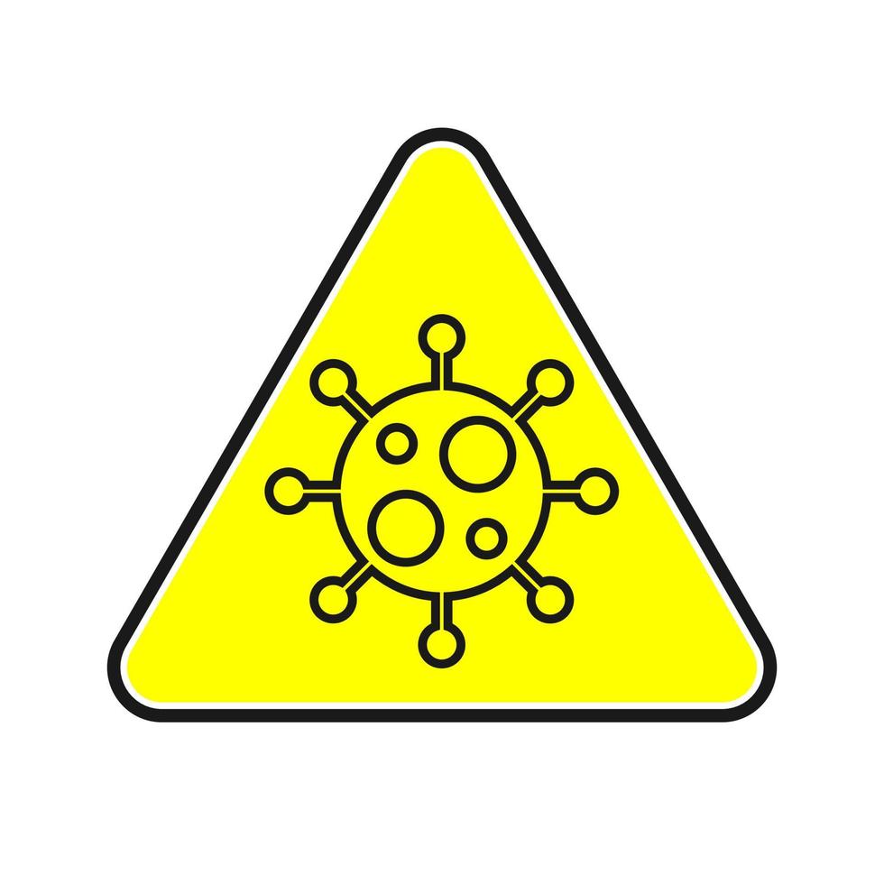 coronavirus gele driehoek waarschuwingsbord, voorzichtigheid vectorillustratie vector