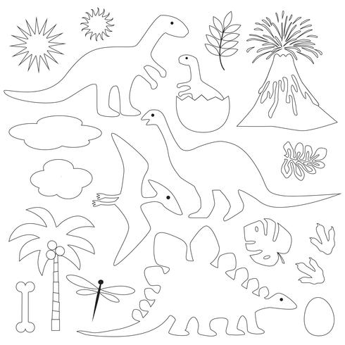 zwarte omtrek dinosaurussen vector