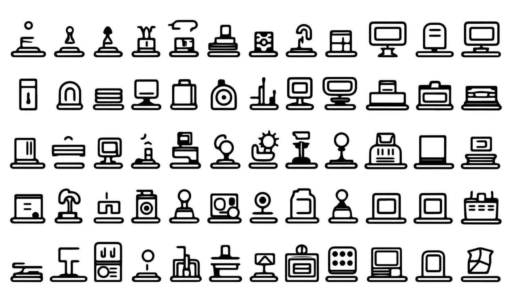 computer pictogrammen set. schets illustratie van computer vector pictogrammen voor web.