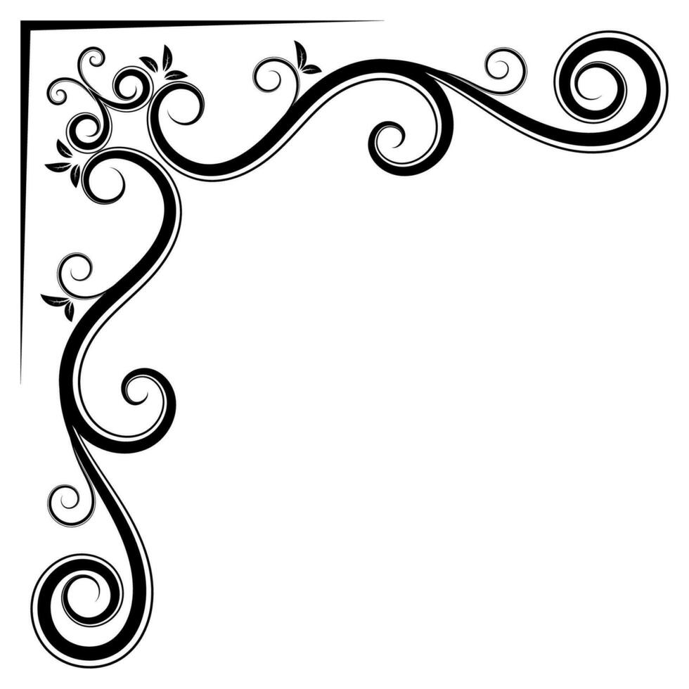 dun lijn wijnoogst hoek. middeleeuws periode van de Victoriaans dynastie. luxe zwart monogram kader ontwerp element abstract icoon verzameling bloem gemakkelijk symbool vector