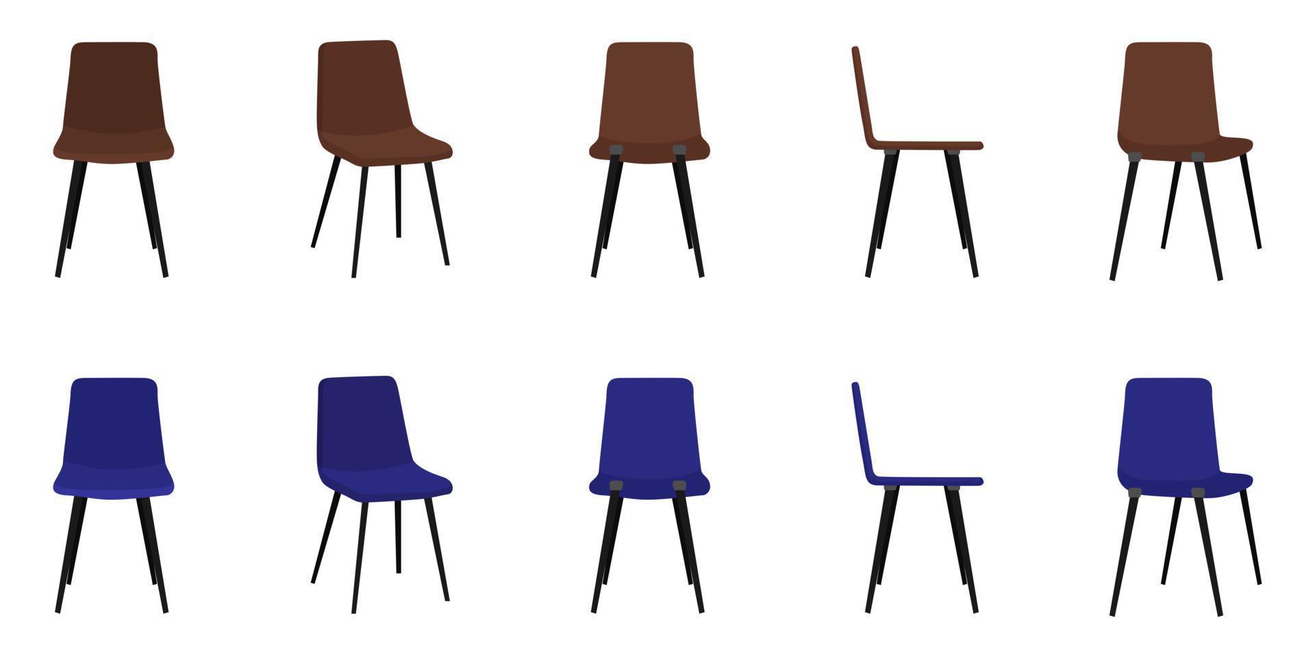 webcute mooie bureaustoel voor thuis en op kantoor met verschillende pose-positie en kleur geïsoleerd op een witte achtergrond vector