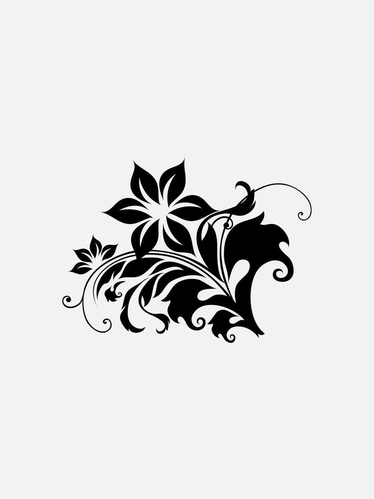 bloemen ontwerp element vector zwart en wit