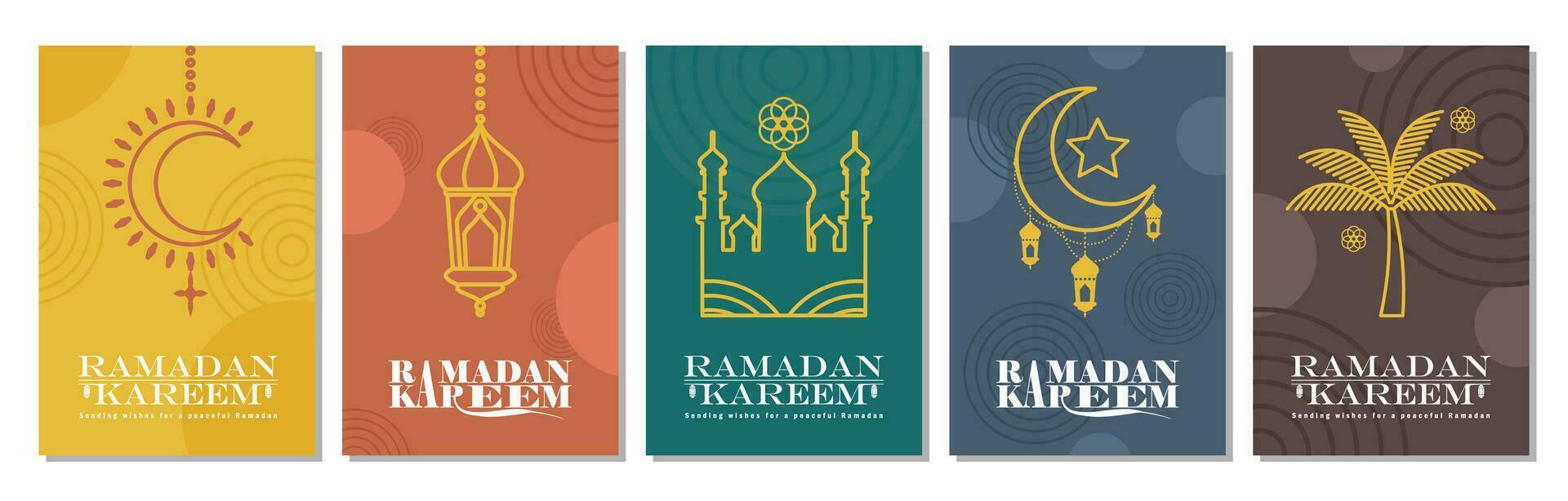 Islamitisch groet kaart reeks sjabloon met Ramadan voor behang ontwerp poster, media banier vector