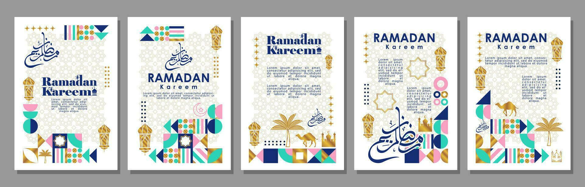 Islamitisch groet kaart reeks sjabloon met Ramadan voor behang ontwerp poster, media banier vector