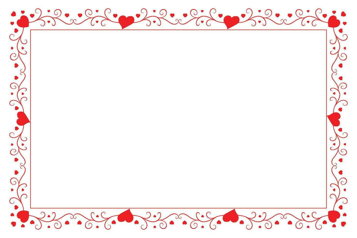 hart kolken romantisch liefde ornamenten geïsoleerd grens lay-out, rood harten overladen prijs kader grens, valentijnsdag dag kaart grens plein kader ontwerp, decoratief hart rechthoek kader vector element