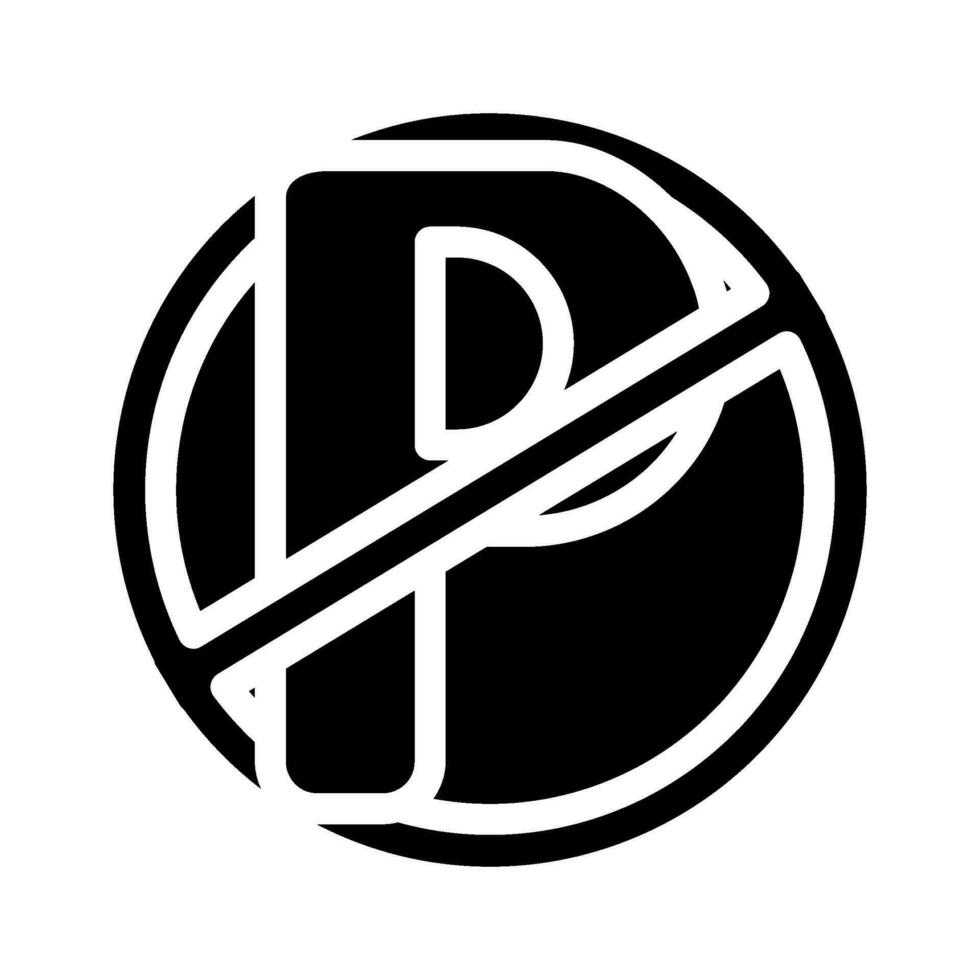 Nee parkeren glyph icoon vector illustratie