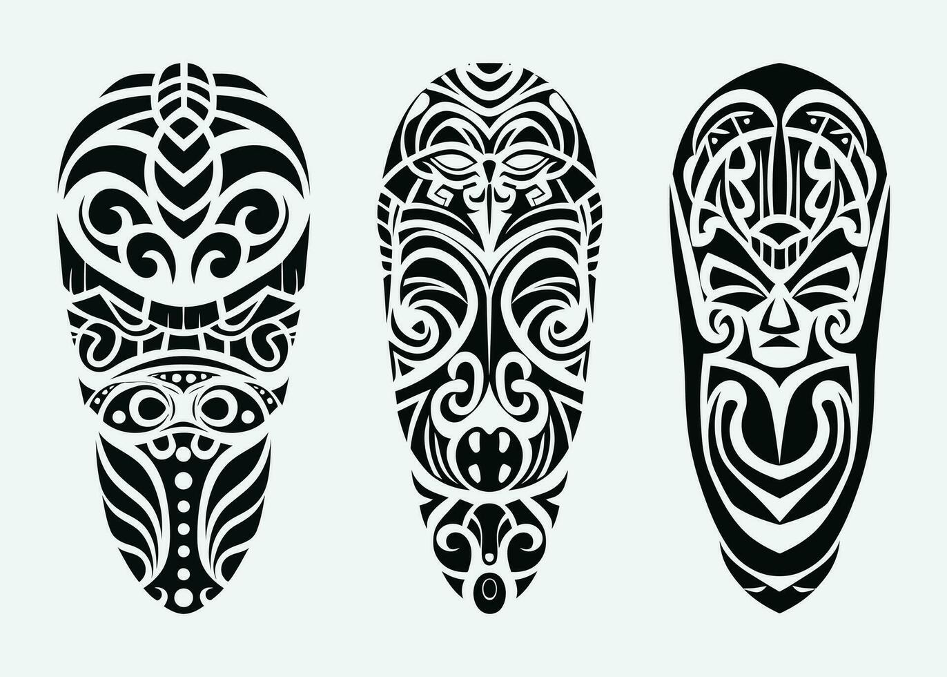 hand- getrokken reeks van tatoeëren schetsen Maori stijl voor been of schouder vector