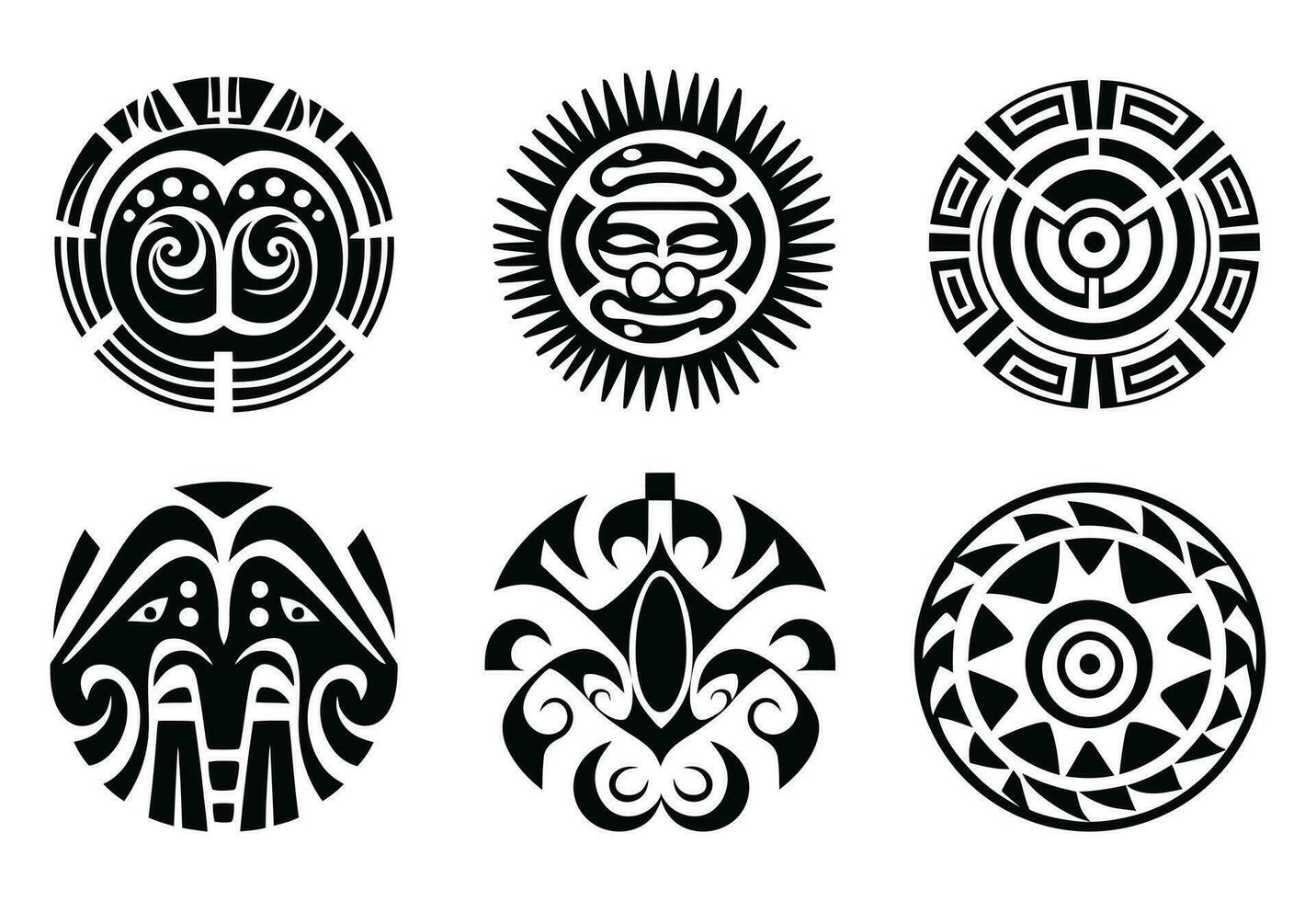 ronde Maori tatoeëren ornament Afrikaanse Maya aztec etnisch tribal stijl vector