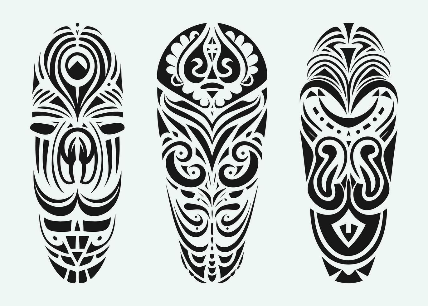 hand- getrokken reeks van tatoeëren schetsen Maori stijl voor been of schouder vector