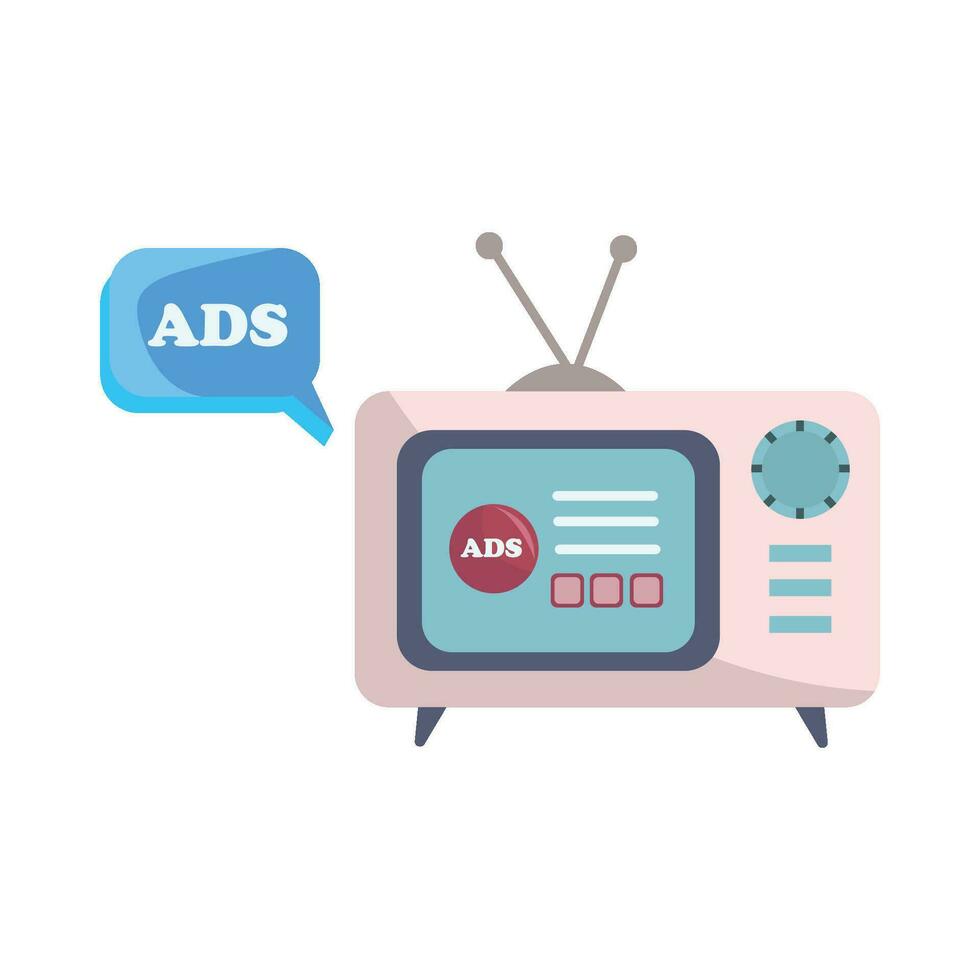 advertenties in toespraak bubbel met televisie illustratie vector