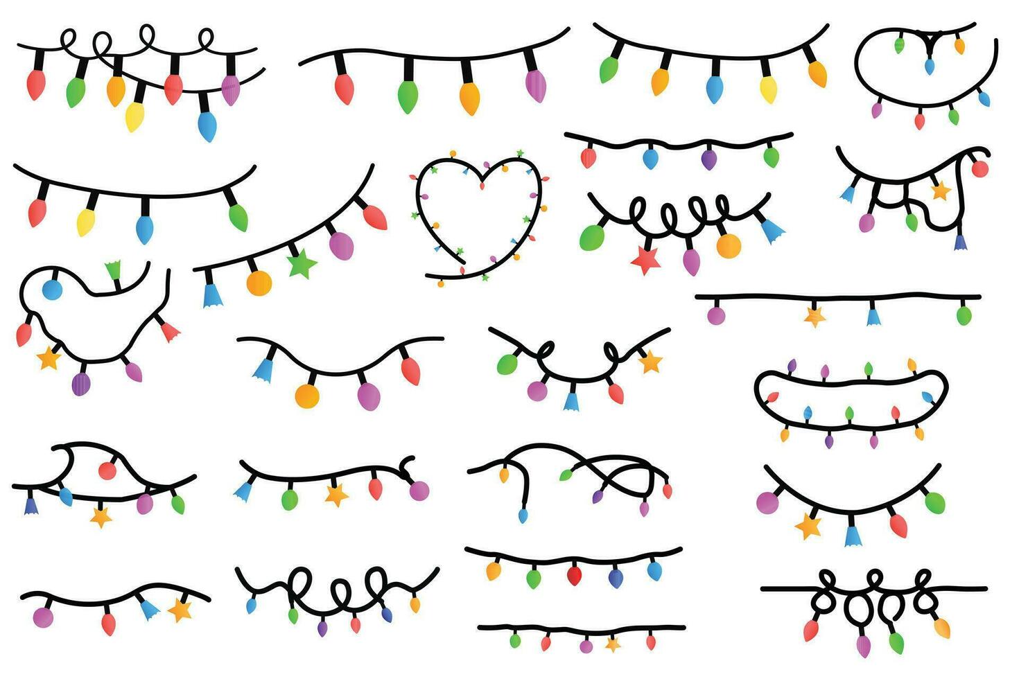 Kerstmis lichten clip art reeks vector. Kerstmis draad lichten clip art set. vector illustratie