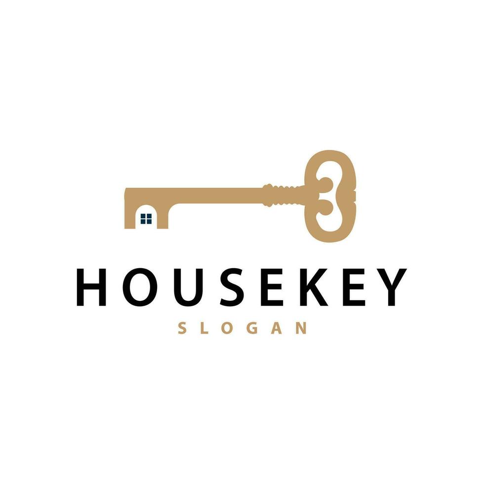 huis veiligheid ontwerp gemakkelijk sleutel logo oud wijnoogst minimalistische sjabloon illustratie vector