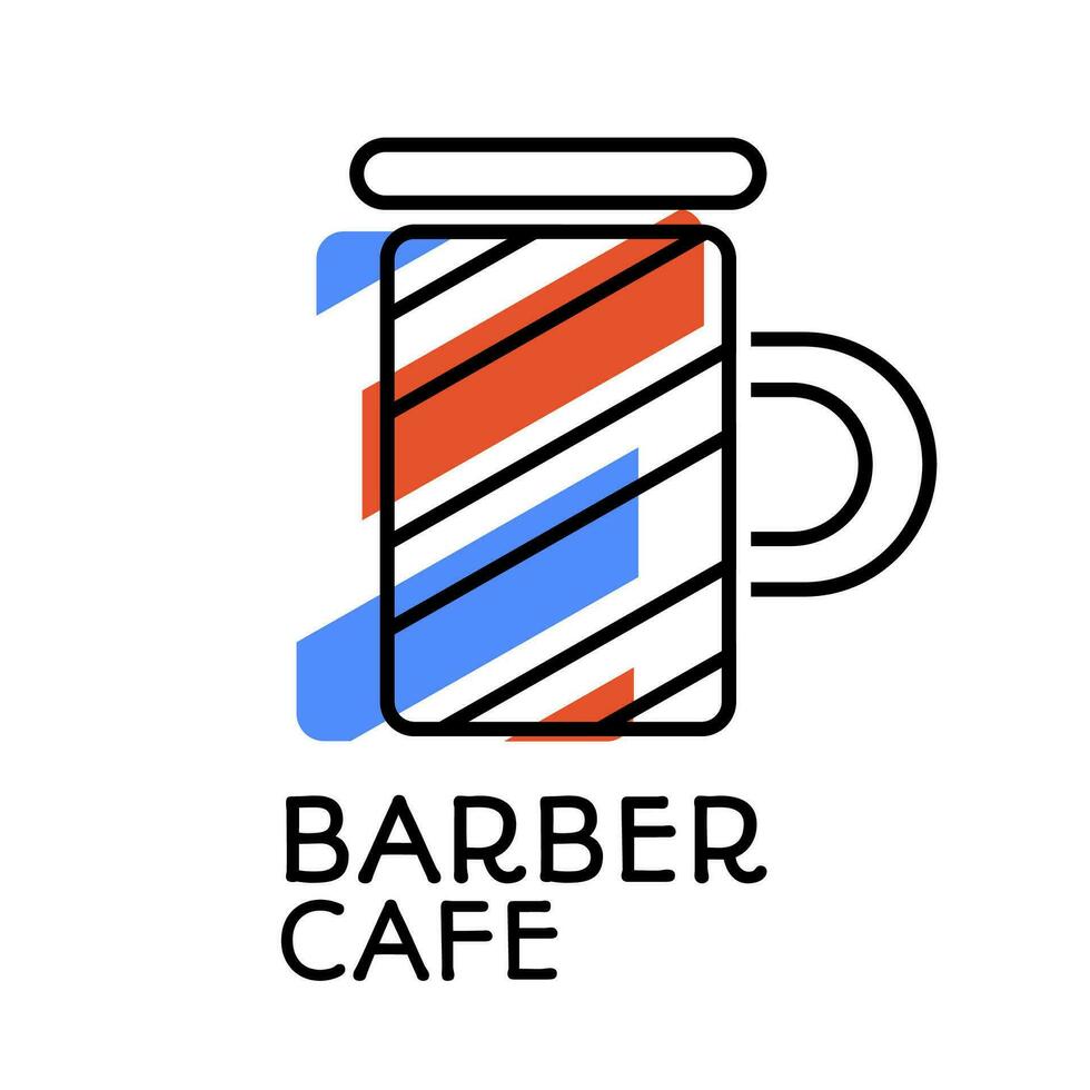 rood blauw kapper winkel cafe koffie mok logo concept ontwerp illustratie vector