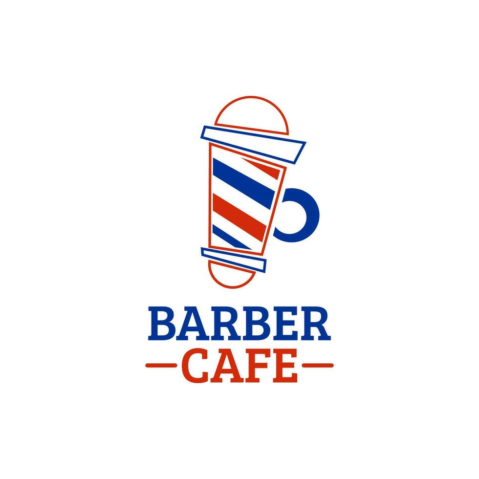 rood blauw kapper winkel cafe koffie mok logo concept ontwerp illustratie vector