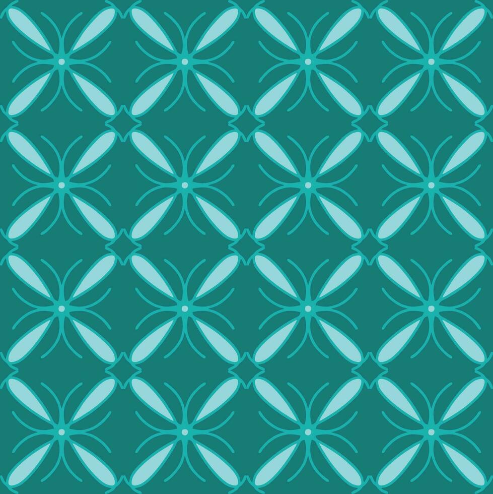 blauw turkoois aqua menthe wijnoogst bloemen interieur naadloos vlak ontwerp achtergrond vector illustratie