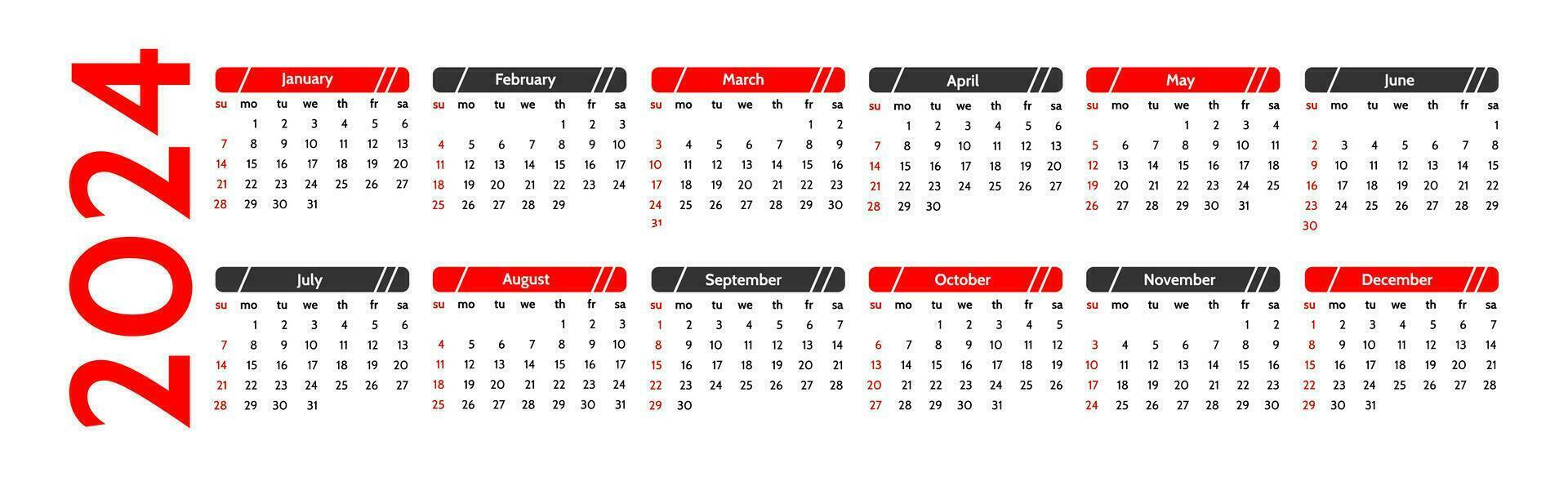 kalender voor 2024 geïsoleerd Aan een wit achtergrond vector