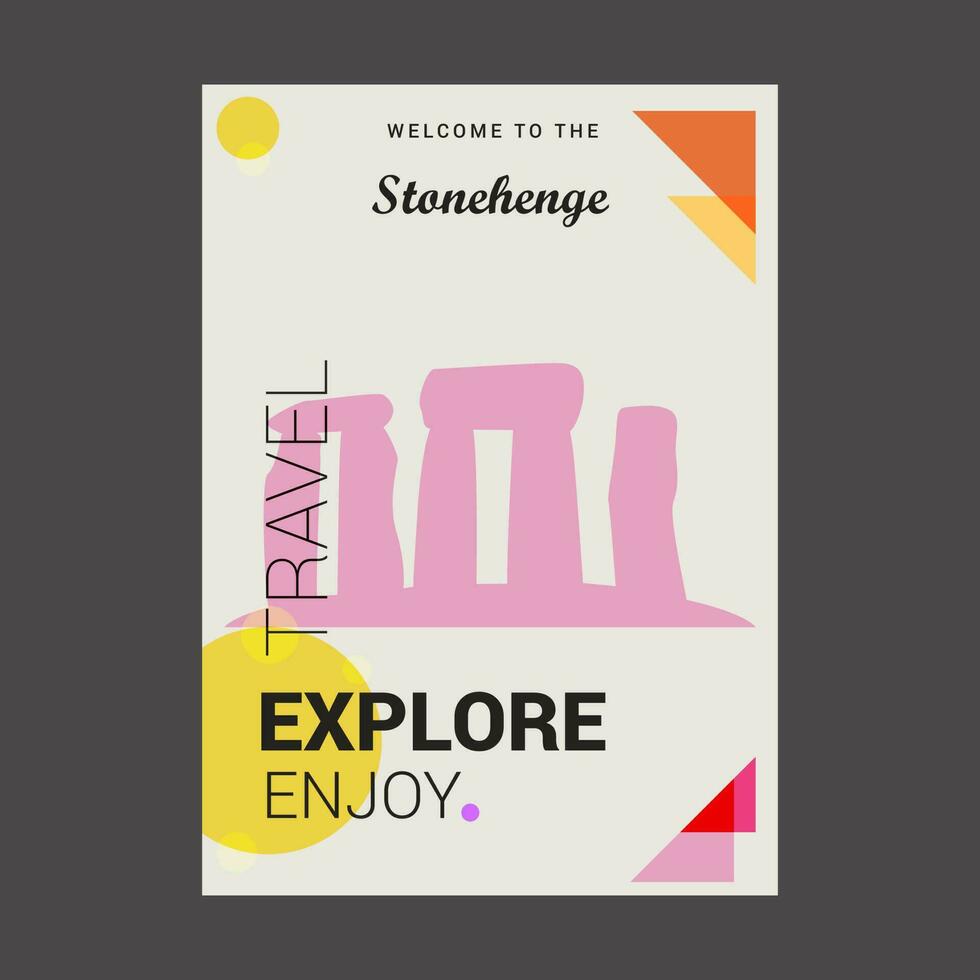 Welkom naar de stonehenge wiltshire Engeland onderzoeken reizen genieten poster sjabloon vector