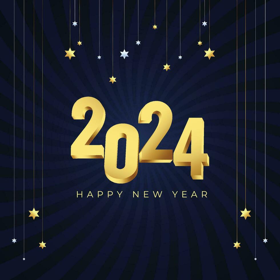 gelukkig nieuw jaar 2024 plein sjabloon. modieus modern banier, poster of groet kaart vector