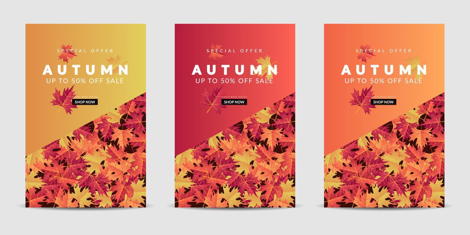 vector set dekking achtergrond met kleurrijke bladeren