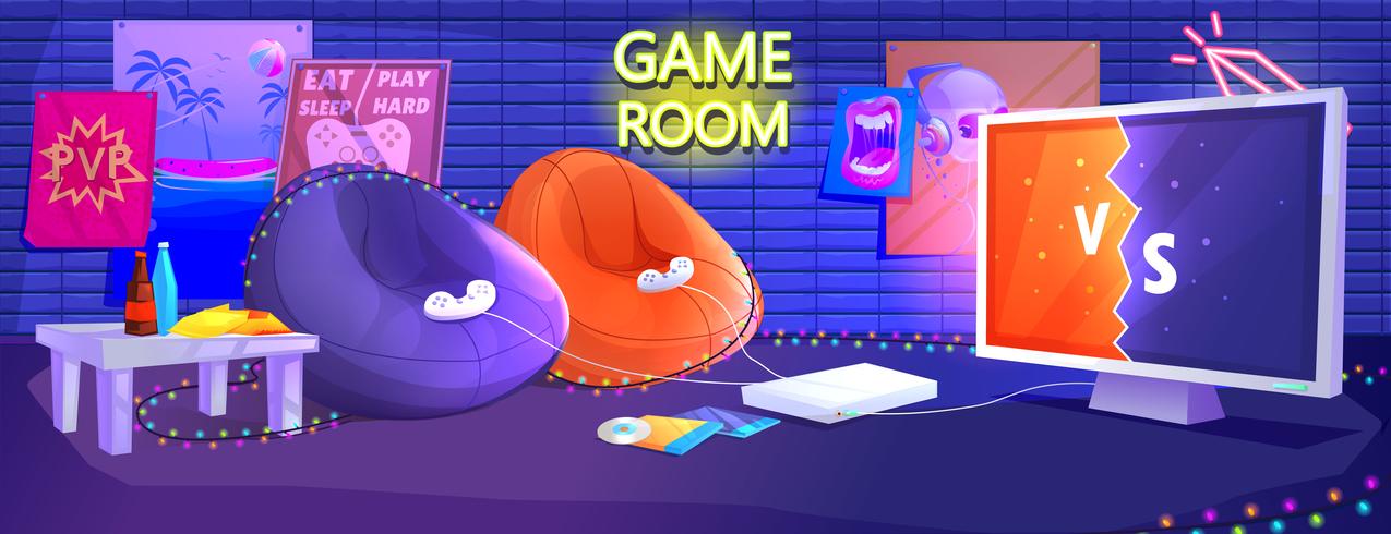 Game club kamer interieur vector