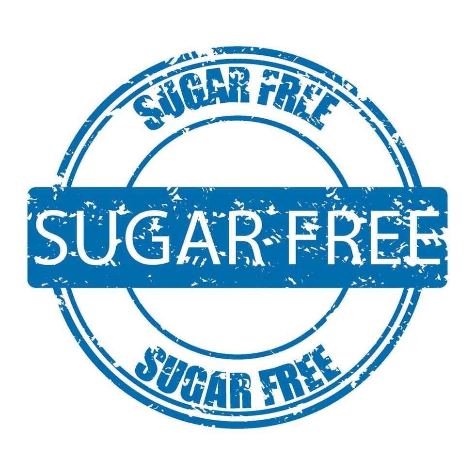 suiker vrij rubber postzegel voor suikervrij Product. snoepgoed suiker vrij voor suikerziekte, vector illustratie