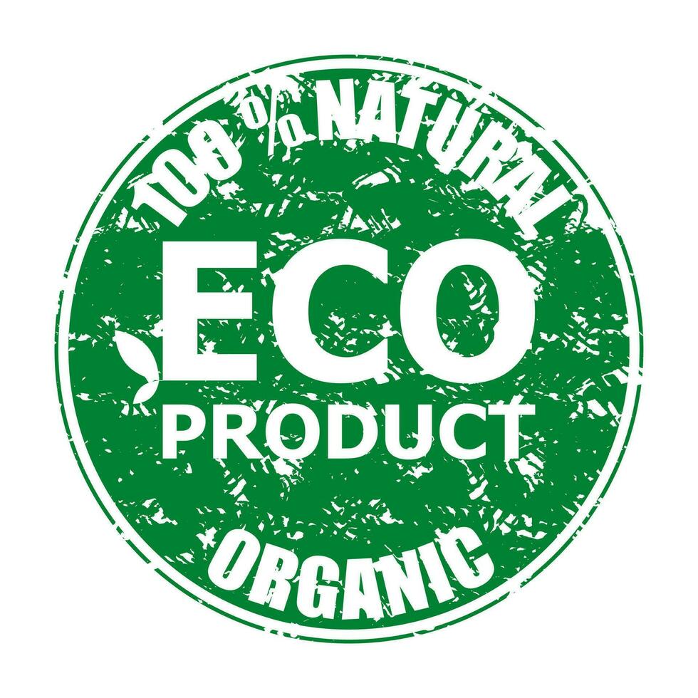 natuurlijk eco Product biologisch rubber stempel. Product gezond watermerk, natuur biologisch garantie. vector illustratie