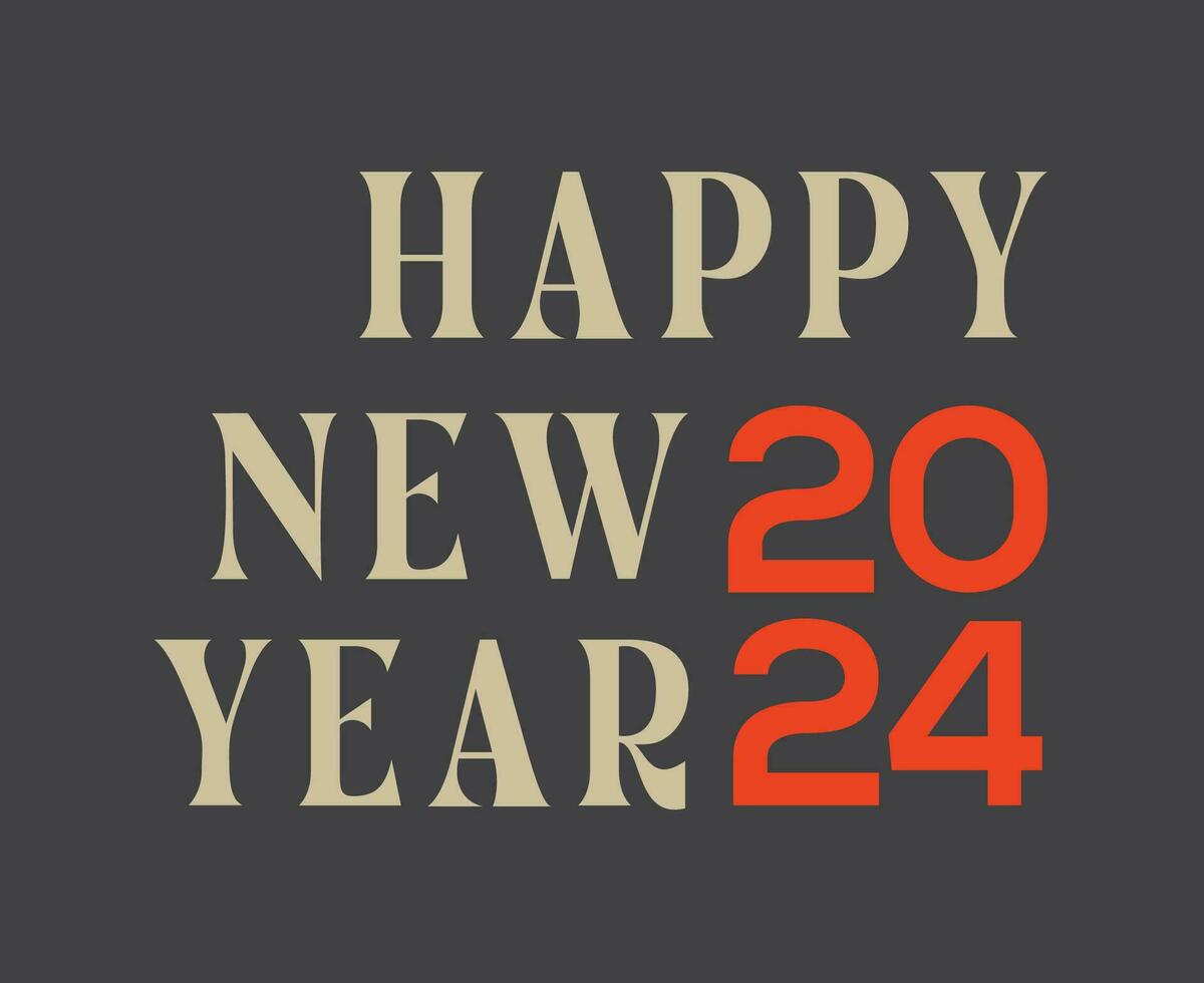 gelukkig nieuw jaar 2024 abstract bruin en rood grafisch ontwerp vector logo symbool illustratie met grijs achtergrond