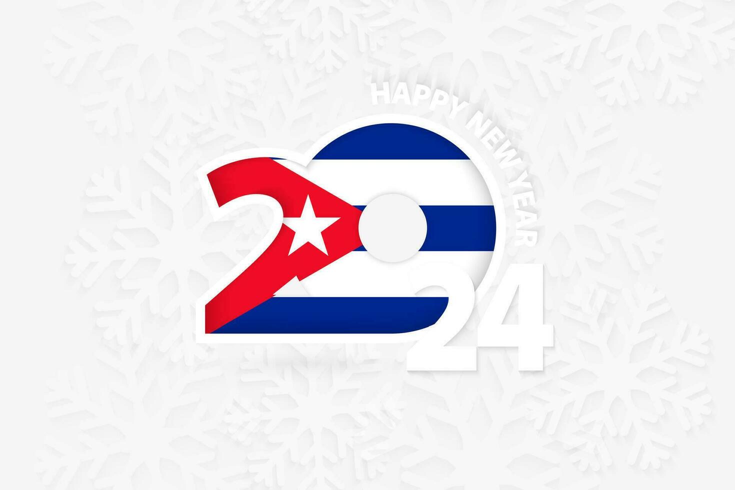 nieuw jaar 2024 voor Cuba Aan sneeuwvlok achtergrond. vector