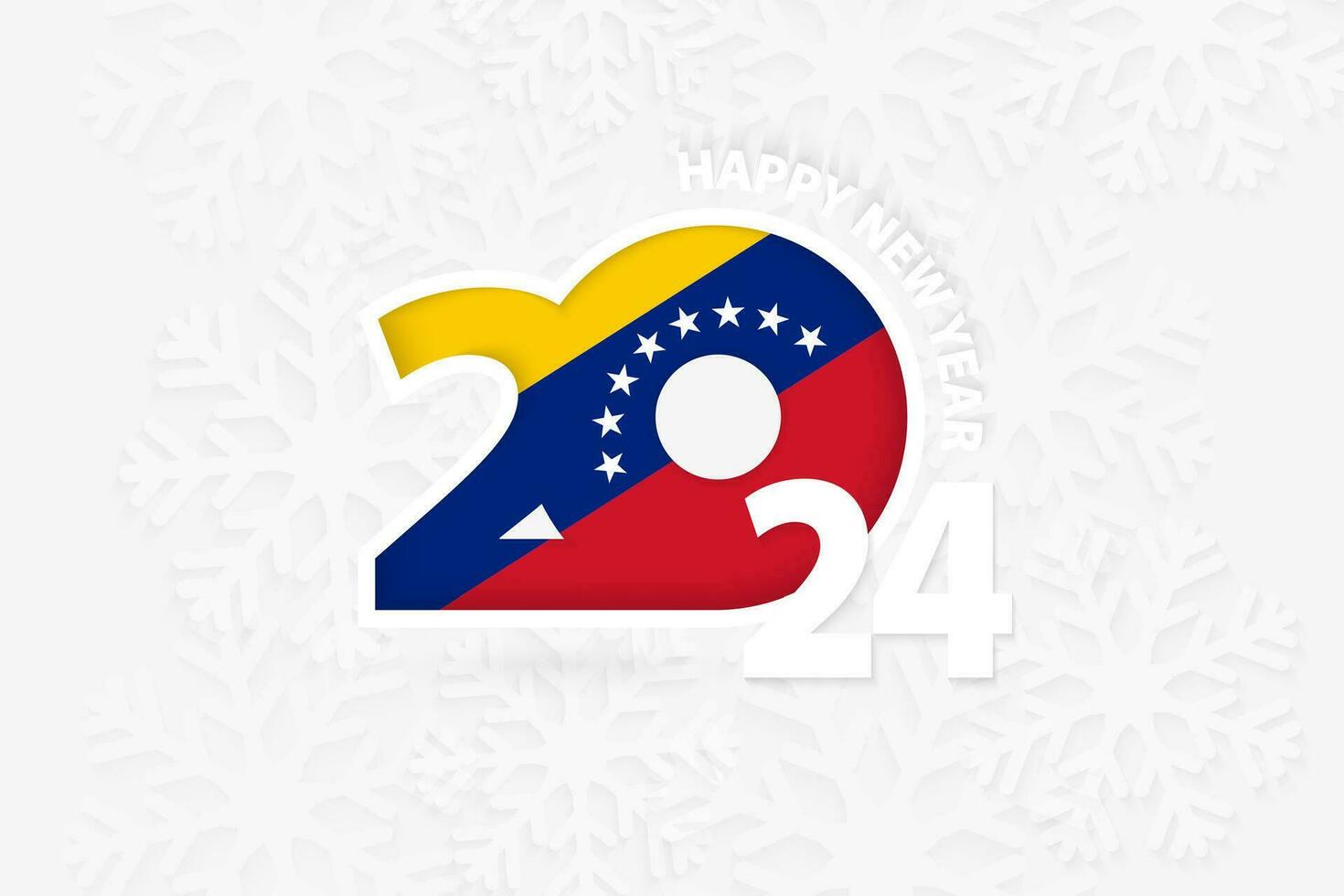 nieuw jaar 2024 voor Venezuela Aan sneeuwvlok achtergrond. vector