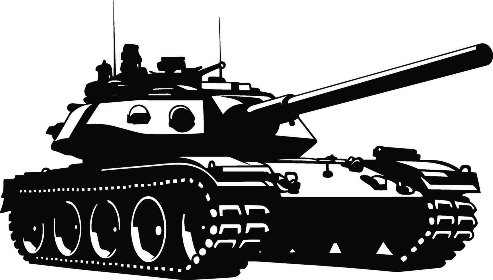 silhouet van modern hoofd strijd tank. kant visie. vlak vector. ai gegenereerd illustratie. vector