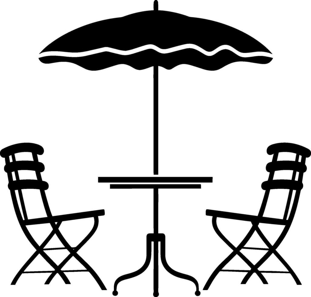 terras cafe lijn vector icoon. camping tafel en stoelen illustratie teken. lineair stijl symbool voor mobiel concept en web ontwerp. bistro logo. ai gegenereerd illustratie.