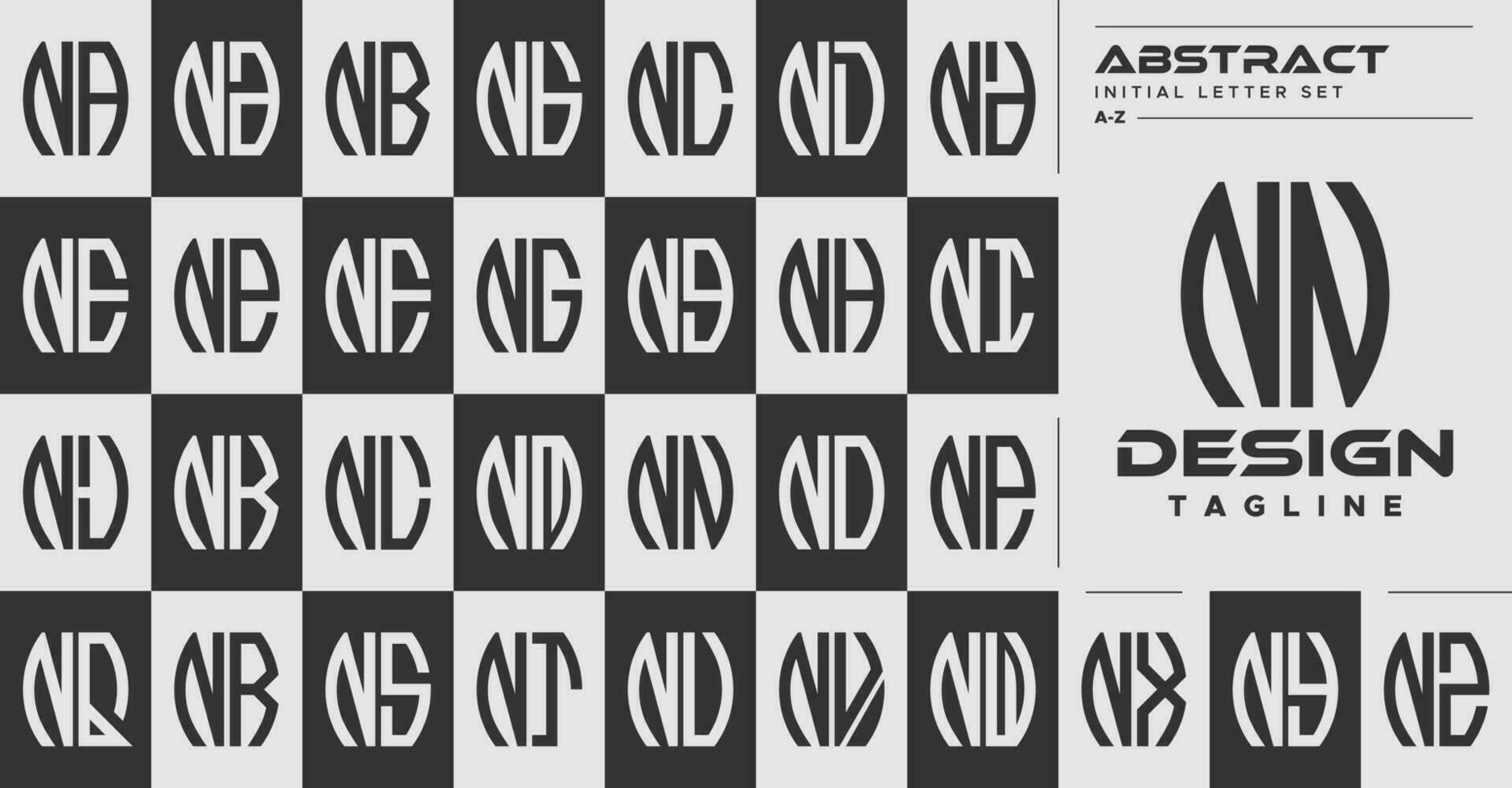 modern lijn abstract vorm n nn brief logo ontwerp reeks vector