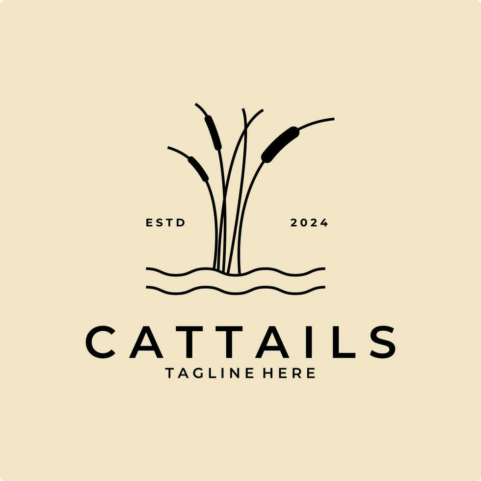 cattails logo lijn kunst vector gemakkelijk illustratie sjabloon icoon grafisch ontwerp