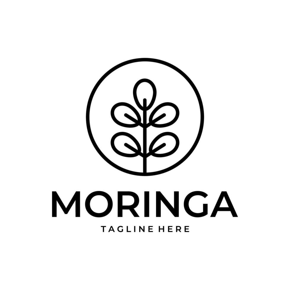 moringa blad insigne logo lijn kunst vector gemakkelijk illustratie sjabloon icoon grafisch ontwerp