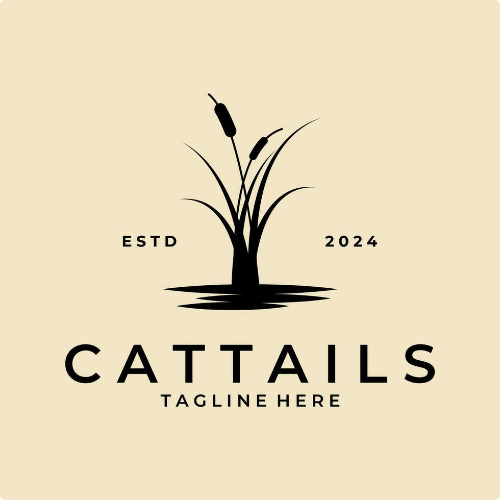 cattails logo wijnoogst vector gemakkelijk illustratie sjabloon icoon grafisch ontwerp