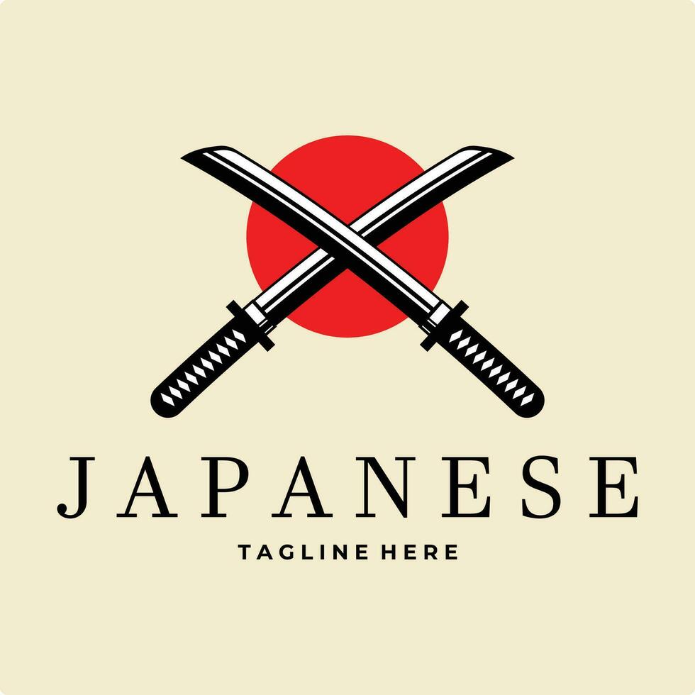 samurai katana gemakkelijk logo vector illustratie ontwerp