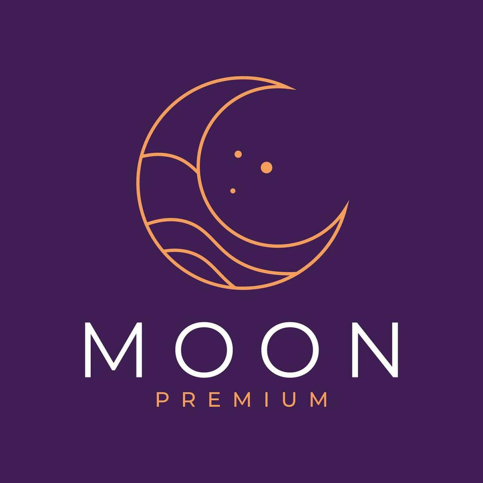 maan en ster lijn kunst logo vector illustratie sjabloon icoon grafisch ontwerp