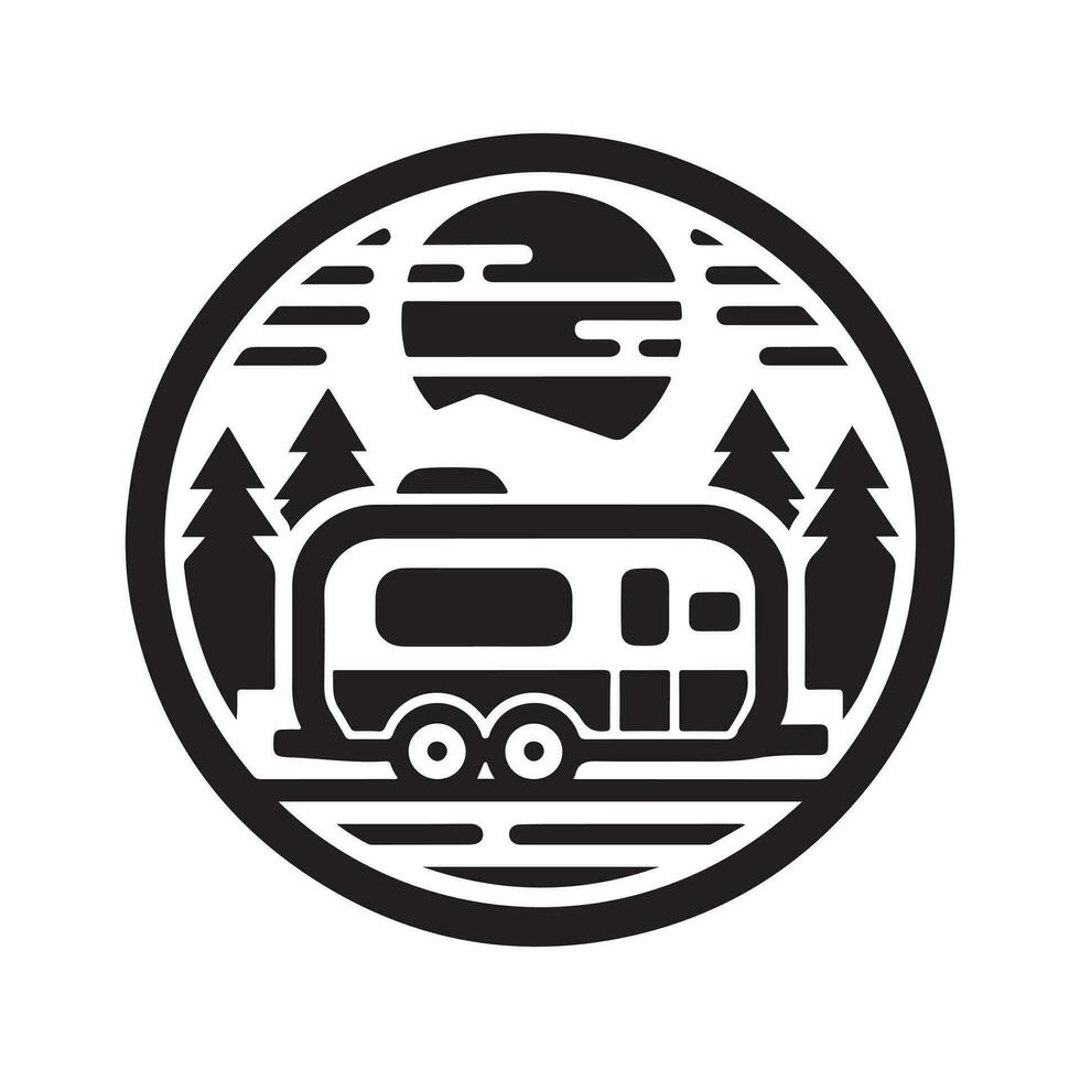 meetkundig monochroom illustratie logo van camper busje vector