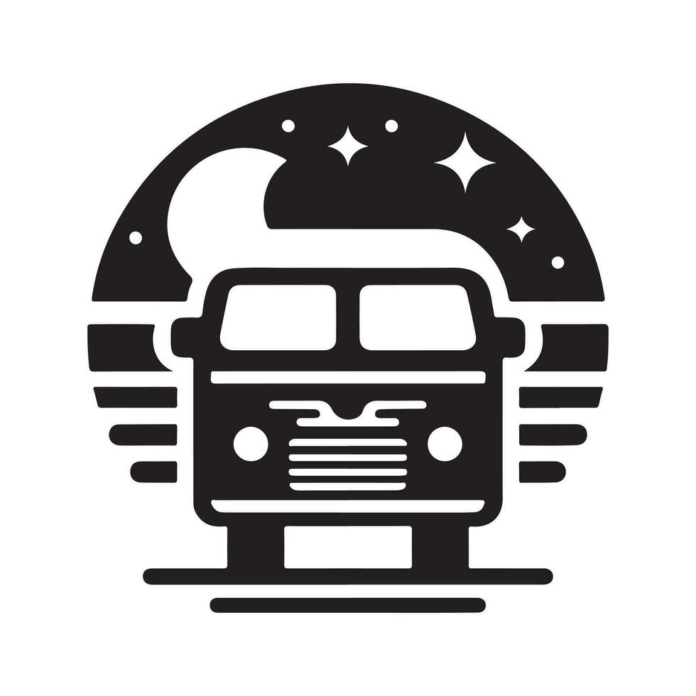 meetkundig monochroom illustratie logo van camper busje vector