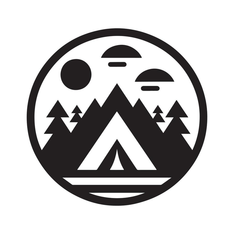 meetkundig monochroom illustratie logo van camping tent vector